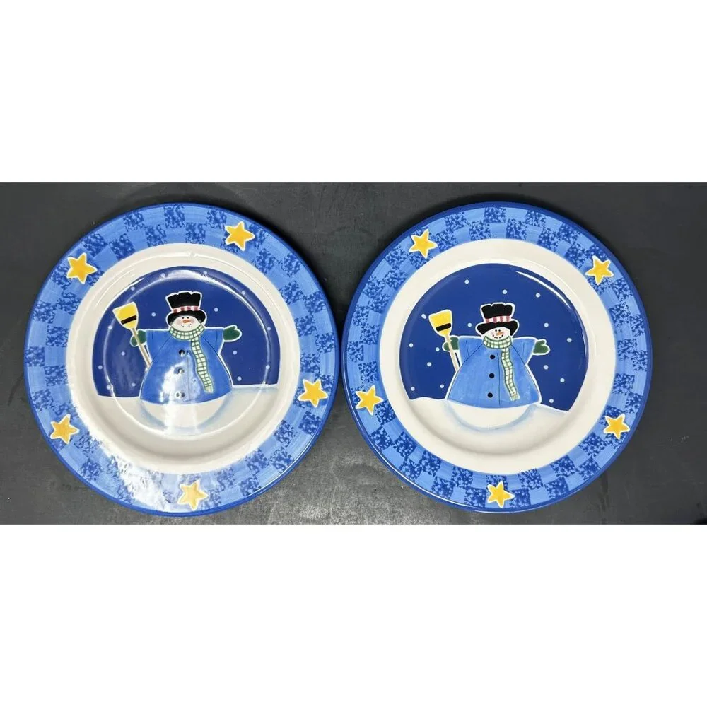 Vtg 4 SANDI GORE EVANS S'MORES THE MERRIER Jolly Follies Salad Plates Snowman - Picture 5 of 13